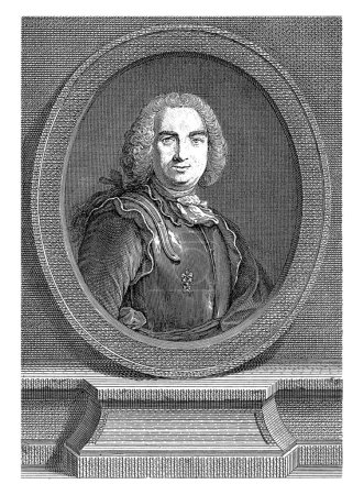 Photo for Portret van marine officier Bertrand-Francois Mahe de La Bourdonnais, Vincenzo Vangelisti, 1776, vintage engraved. - Royalty Free Image
