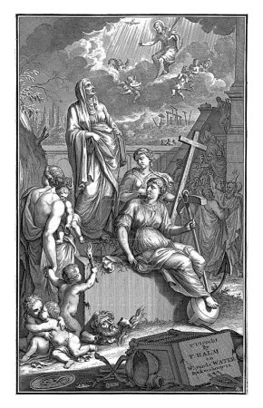 Foto de Fe, esperanza y amor, Joseph Mulder, después de Jan Goeree, 1698 Las tres virtudes divinas Fe, con cruz, esperanza, con ancla, y amor. - Imagen libre de derechos