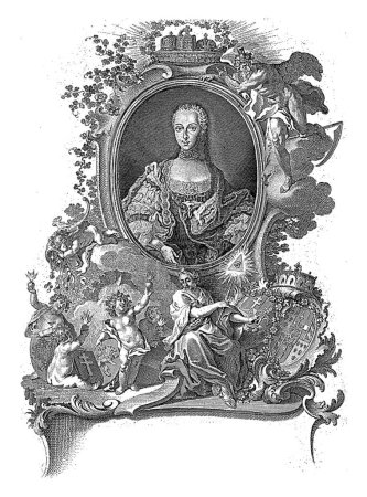 Foto de Retrato de Maria Elisabeth Josepha, Archiduquesa de Austria, Johann Esaias Nilson, 1760 - 1788, grabado vintage. - Imagen libre de derechos