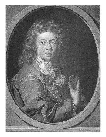 Téléchargez les photos : Portrait de Christian Wermuth, Pieter Schenk (I), 1701 Le médaillé Christian Wermuth avec une médaille à la main. - en image libre de droit