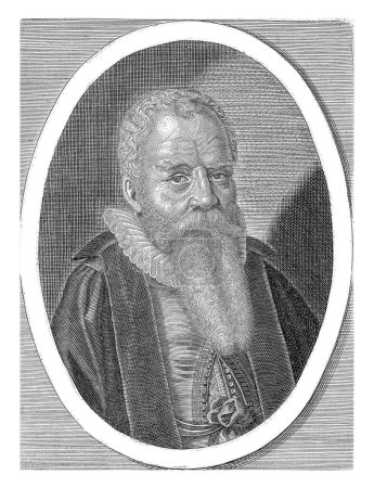 Téléchargez les photos : Portrait de Nicolaas Mulerius, Steven van Lamsweerde, 1654 Buste de portrait ovale à droite de Nicolaas Mulerius, professeur de médecine et de mathématiques à Groningue, tête nue. - en image libre de droit