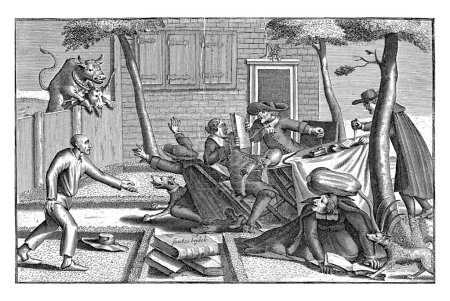 Foto de Dibujos animados sobre la batalla entre arminianos y calvinistas sobre el cautivado De Witt y las familias principescas, c. 1758, anónimo, 1756 - 1759 - Imagen libre de derechos