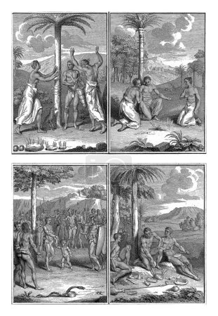 Photo for Rituals of inhabitants of Guinea, Bernard Picart (workshop of), 1726 Magazine with four representations of rituals of inhabitants of Guinea. - Royalty Free Image
