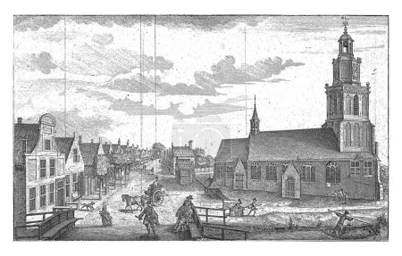 Foto de Vista de pueblo con iglesia reformada en Dorpsstraat en Zegwaart, Iven Besoet, 1762 Vista de pueblo con iglesia reformada en Dorpsstraat en Zegwaart. - Imagen libre de derechos