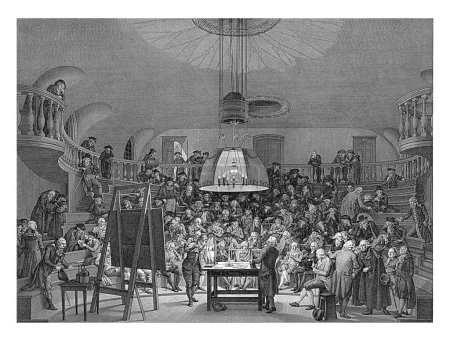 Foto de Sala de Física en Felix Meritis, 1789, Reinier Vinkeles (I), después de Jacques Kuyper, después de Pieter Barbiers (I), 1801 Demostración de la máquina electrizante en la Sala de Física. - Imagen libre de derechos
