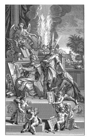 Foto de Ezequiel y Moisés, Profetas del Antiguo Testamento, Jan Goeree, 1726 En medio de una exaltación está Moisés. - Imagen libre de derechos