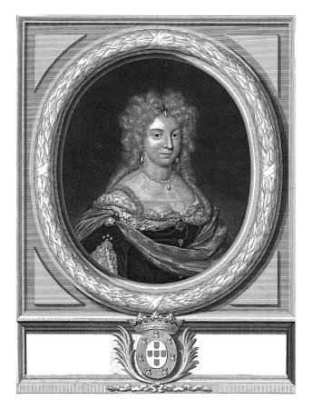 Téléchargez les photos : Portrait de la princesse Elisabeth Maria du Portugal, Jacob Gole, d'après David van der Plas, 1708 - 1711 Portrait dans le cadre ovale d'Elisabeth Maria, princesse du Portugal. - en image libre de droit