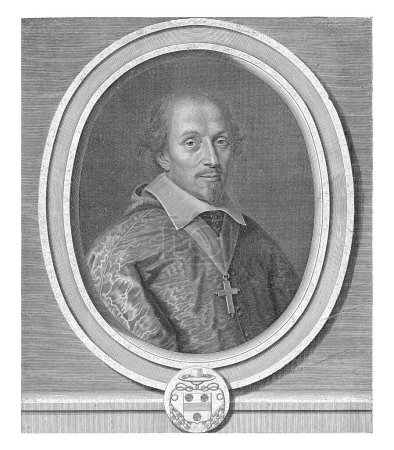 Photo for Portrait of Francois Mallier du Houssay, Robert Nanteuil, after Velut, 1656 Portrait of Francois Mallier du Houssay, Bishop of Troyes, in an oval frame. At the bottom a coat of arms. - Royalty Free Image