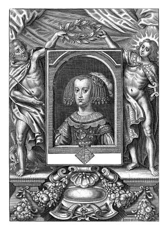 Foto de Retrato de María Ana de Austria, Reina de España, Frederik Bouttats (el Viejo), 1649 - 1676 Un retrato en un nicho arqueado de María Ana de Austria, Reina de España. - Imagen libre de derechos