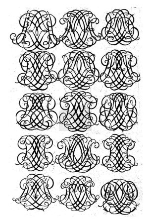 Téléchargez les photos : Monogrammes à quinze lettres (KLM-KOP), Daniel de Lafeuille, vers 1690 - vers 1691 D'une série de 29 feuilles partiellement numérotées avec des monogrammes numériques. - en image libre de droit