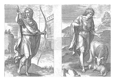 Foto de Los antepasados Jozef y Benjamin, Johann Sadeler (I), después de Crispijn van den Broeck, 1639 A la izquierda el antepasado Jozef, el undécimo hijo de Jacob. - Imagen libre de derechos