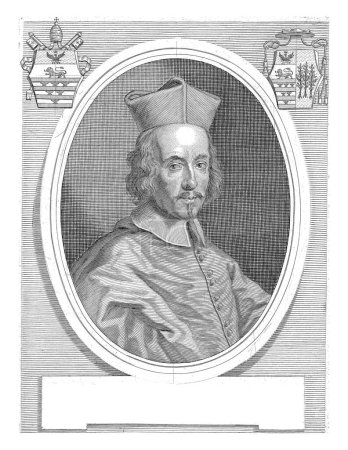Téléchargez les photos : Portrait du cardinal Carlo Stefano Anastasio Ciceri, Jacques Blondeau, d'après Marc. Manganus, 1686 - 1698, gravé vintage. - en image libre de droit