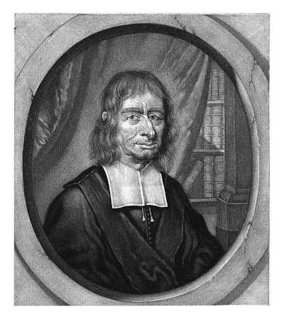 Foto de Retrato de Balthasar Bekker, Pieter Schenk (I), 1670 - 1713 Balthasar Bekker, predicador y hombre de letras en Ámsterdam. En el fondo una estantería. - Imagen libre de derechos