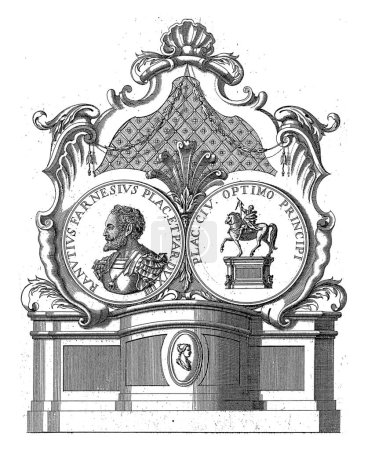 Foto de Objeto arquitectónico adornado con el retrato de Ranuccio Farnesio I, duque de Parma y Piacenza, Giuseppe Pini, 1706 - 1796 - Imagen libre de derechos