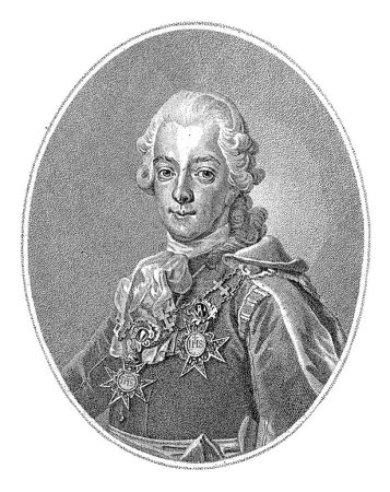 Téléchargez les photos : Portrait de Gustave III de Suède, Théodorus de Roode, d'après Hendrik Pothoven, 1782 Portrait de Gustave III, roi de Suède de 1771 jusqu'à sa mort. - en image libre de droit