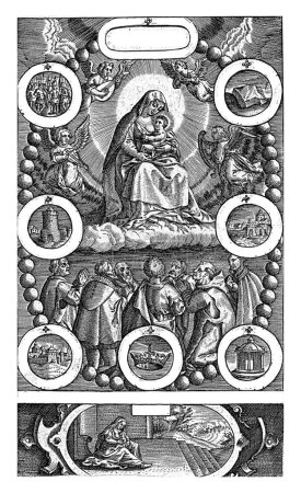 Téléchargez les photos : Marie allaitant le Christ Enfant, Antonie Wierix (II), 1598 1648 Marie allaitant le Christ Enfant assis sur ses genoux. Ils sont entourés d'anges créateurs de musique. - en image libre de droit
