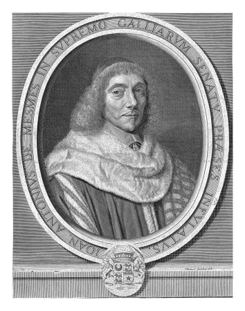 Téléchargez les photos : Portrait de Jean Antoine de Mesmes, Robert Nanteuil, 1655 - 1661 Portrait de Jean Antoine de Mesmes dans un manteau garni de fourrure. - en image libre de droit