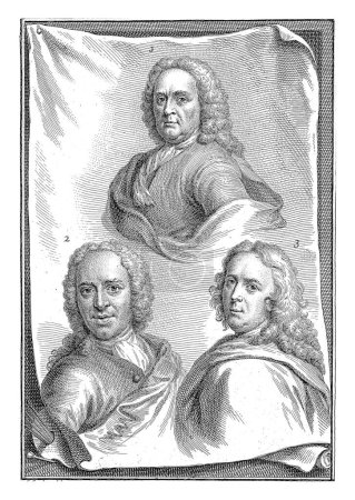 Foto de Retratos de Elias van Nijmegen, Gerard Sanders y Dionys van Nijmegen, Pieter Tanje, después de Gerard Sanders, 1751. - Imagen libre de derechos