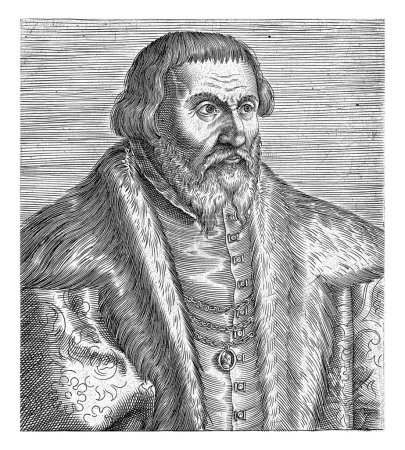Téléchargez les photos : Portrait de Pietro Andrea Mattioli, Philips Galle, 1572 - 1662 Portrait de Paolo Manuzio, humaniste et éditeur italien. Buste à droite. - en image libre de droit