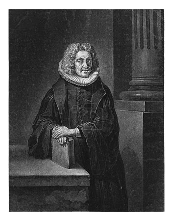 Photo for Portrait of Kaspar Neumann, Pieter Schenk (I), 1670 - 1713 The theologian and poet Kaspar Neumann stands next to a column. He rests his hands on a book. - Royalty Free Image