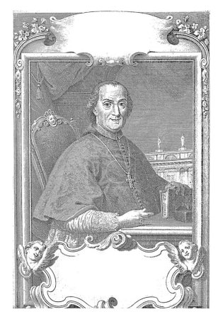 Foto de Retrato del cardenal Angelo Maria Quirini, Carlo Orsolini, 1747, grabado vintage. - Imagen libre de derechos