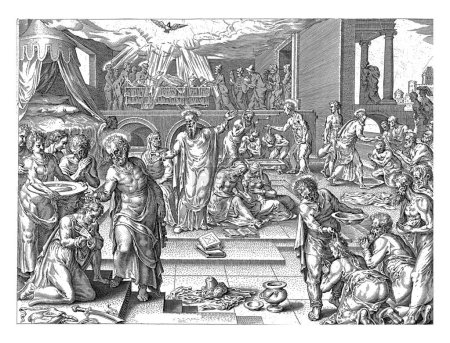 Foto de Los apóstoles bautizan a los nuevos creyentes en Jerusalén, Claes Jansz. Visscher, después de Philips Galle, después de Maarten van Heemskerck, 1643 - 1646 Apóstoles bautizar a los nuevos creyentes en Jerusalén. - Imagen libre de derechos