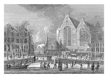 Foto de Vista invernal del Singel, frente a la antigua iglesia luterana de Ámsterdam, Hermanus Petrus Schouten (posiblemente), después de Hermanus Petrus Schouten, c. 1770 - 1783 - Imagen libre de derechos