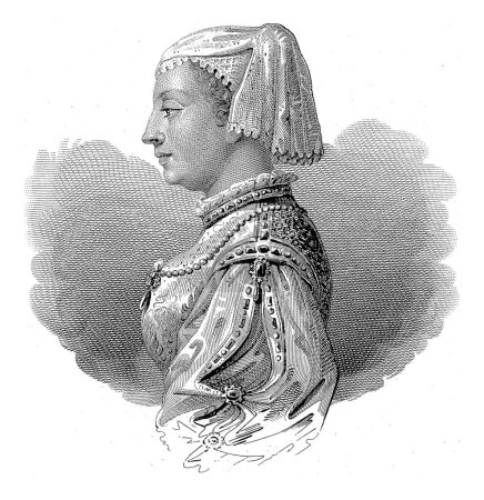 Photo for Portret van Bianca Maria Visconti, Filippo Caporali, after Bonifacio Bembo, 1804 - 1848, vintage engraved. - Royalty Free Image