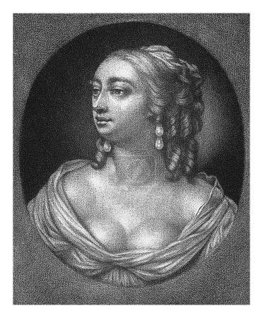 Foto de Busto de una joven con el pecho medio desnudo, Abraham Bloteling, después de Peter Lely (Sir), 1676 - Imagen libre de derechos