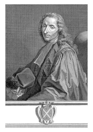 Téléchargez les photos : Portret van Jerome Nicolas, Benoit Audran (II), d'après Jacques Restout, 1708-1772, gravé vintage. - en image libre de droit