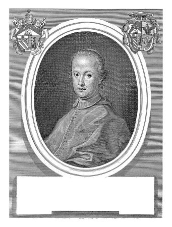 Téléchargez les photos : Portrait du cardinal Francesco Borghese, Gasparo Massi, d'après Antonio David, 1729-1731, gravé vintage. - en image libre de droit