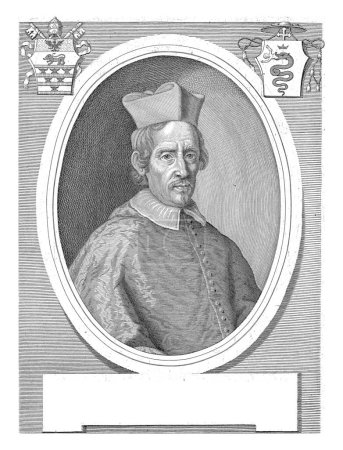 Téléchargez les photos : Portrait du cardinal Federico Visconti, Jacques Blondeau, d'après Bernardino Baldi, 1681-1698, gravé vintage. - en image libre de droit