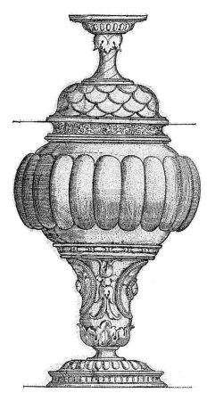 Foto de Doble copa, Hans Sebald Beham, 1510 - 1530 La copa inferior está decorada con motivos de hojas, la superior con escamas. - Imagen libre de derechos
