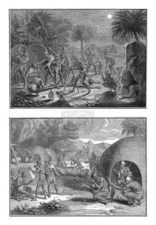 Photo for Rituals among Africans living near the Cape of Good Hope, Bernard Picart (workshop of), after Bernard Picart, 1729 Magazine with two representations of rituals among Africans - Royalty Free Image
