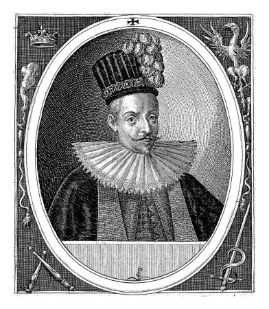 Téléchargez les photos : Portrait de Sigismond III, Crispijn van de Passe (I), 1598 Portrait de Sigismond III, roi de Pologne et de Suède, ci-dessous sa devise en latin. - en image libre de droit