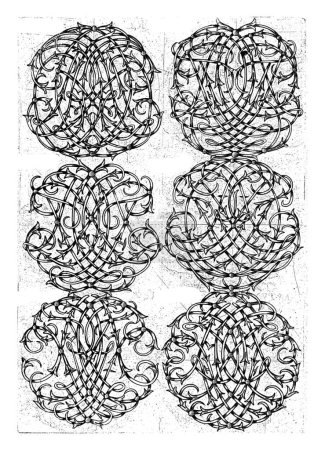 Foto de Seis monogramas grandes (ABCD-FGHI), Daniel de Lafeuille, c. 1690 - c. 1691 De una serie de 29 hojas parcialmente numeradas con monogramas numéricos. - Imagen libre de derechos