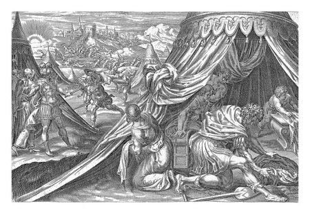 Foto de Acán entierra el botín de guerra en su tienda, Harmen Jansz Muller, después de Gerard van Groeningen, 1579 - 1585 Acán entierra el botín de guerra, que estaban destinados a Dios, en su tienda. - Imagen libre de derechos