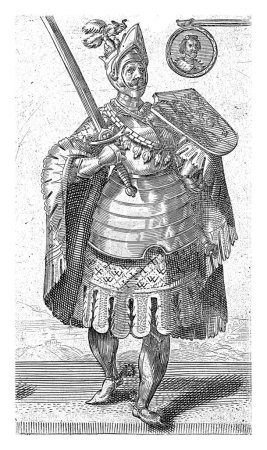 Foto de Retrato de Guillermo II, conde de Holanda, rey romano, Adriaen Matham, 1620 Retrato de Guillermo II, conde de Holanda, rey romano, de pie en armadura con un escudo de armas en el hombro. - Imagen libre de derechos