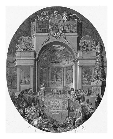 Photo for Allegory of the glorious history of the Netherlands, Willem Kok, 1790 - 1807 Oval representation of the interior of a temple in which the history of the Netherlands is extensively glorified. - Royalty Free Image