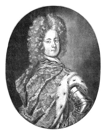 Téléchargez les photos : Portrait de Charles XII, roi de Suède, Pieter Schenk (I), d'après David Ehrenstrahl, 1670-1713, gravé vintage. - en image libre de droit