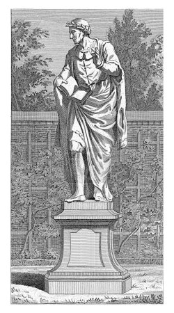 Foto de Estatua de Laurens Jansz. Coster, Pieter Hendrik Jonxis, 1772 - 1843 Laurens Jansz. Coster, de cuerpo entero, con un libro y un tipo de impresión en sus manos. - Imagen libre de derechos