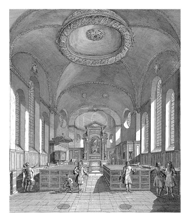 Photo for Interior of the Danish Church in London, Johannes Kip, 1697 The interior of the Danish Church in London with a view of the main altar with a painting of the Last Supper. - Royalty Free Image