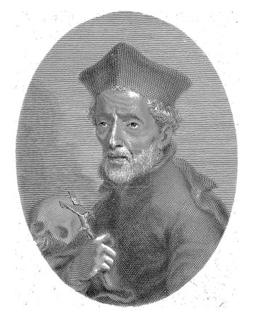 Foto de Retrato del clérigo Andrea Alcenago, Giovanni Marco Pitteri, después de Giovanni Battista Mariotti, 1712 - 1786, grabado vintage. - Imagen libre de derechos