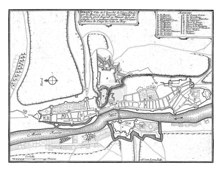 Photo for Map of Dinant, 1693, Harmanus van Loon, 1693 Map of the fortifications around the city of Dinant. Part of the second volume (1693) of the printwork. - Royalty Free Image