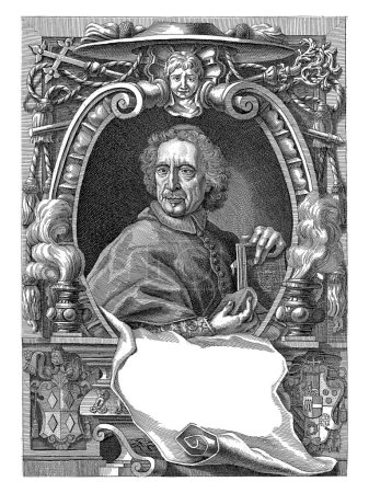 Foto de Retrato de Emmanuel Theodose de la Tour d 'Auvergne, cardenal de Bouillon, Hubert Vincent, después de Paulus Jusanus, c. 1680 - c. 1730. - Imagen libre de derechos