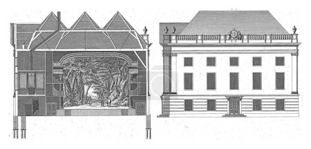 Téléchargez les photos : Section et façade latérale du théâtre d'Amsterdam, Reinier Vinkeles (I), d'après Jacob Eduard de Witte, 1774 - en image libre de droit