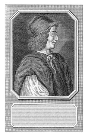 Photo for Portrait of Gian Francesco Poggio Bracciolini, Adolf van der Laan, 1694 - 1755 Portrait bust and profile to the right of Gian Francesco Poggio Bracciolini, Florentine historian, with hat. - Royalty Free Image