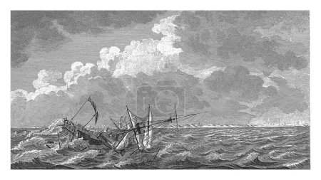 Photo for Felling of the masts of the ship Woestduin, 1779, Arend Fokke Willemsz., after Engel Hoogerheyden, 1780 The VOC ship 'Woestduin'. - Royalty Free Image