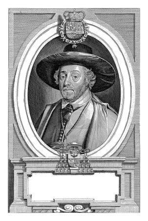 Photo for Portrait of the Bishop Joseph de Bergaigne, Paulus Pontius, after Anselm van Hulle, 1648, vintage engraved. - Royalty Free Image