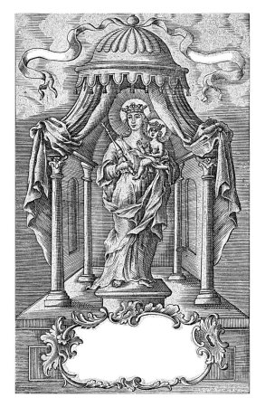 Photo for Statue of Mary with Child and scepter standing under canopy, Barbier, 1753 - 1799 Devotional card with Mary refuge of sinners in the parish church in Uffelt (Oeffelt). - Royalty Free Image